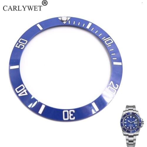 CARLYWET Wholesale Replacement Blue With White Writings Ceramic Bezel 38mm Insert made for Submariner GMT 40mm 116610 LN