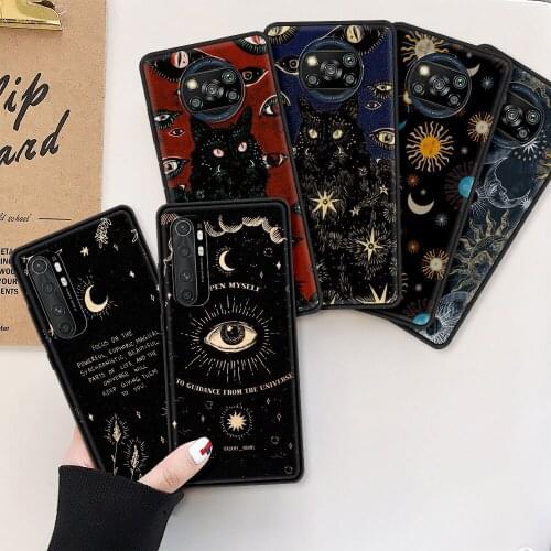Case For Xiaomi Mi Poco X3 NFC 10T Pro 5G M3 Note 10 Lite 9T 11 Black Luxury Printing Soft Phone Cover Shell Death Tarot Cat