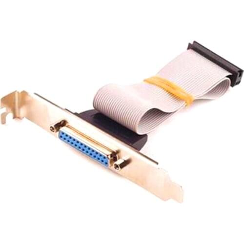 DB25 Adapter with Bracket to IDC 26 Pin Ribbon Cable Motherboard Slot Plate Parallel Panel DB-25 Female Socket Flat Cable