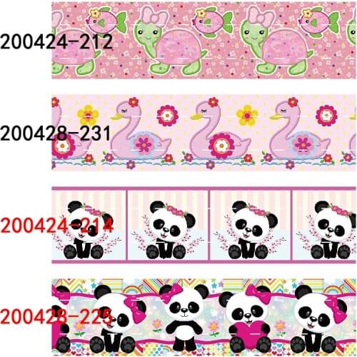 50 yards/lot) New style 25MM 38MM panda and tortoise printed cartoon ribbon