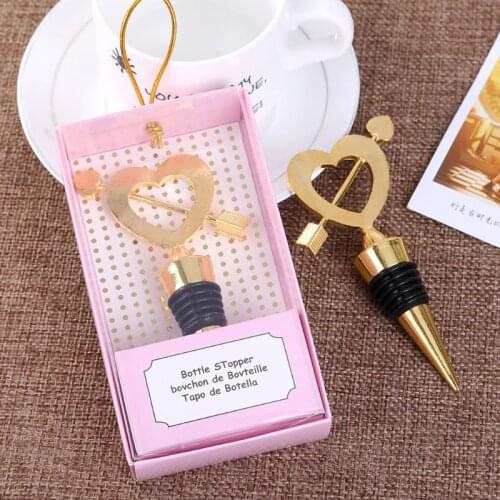 Elegant Heart Shaped Champagne Red Wine Bottle Stopper opener Vacuum Twist Valentines Day Wedding Favors Gift 50pcs