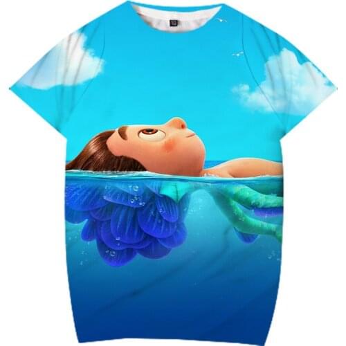 Disney Pixar Luca T Shirt Children Kids Kawaii Summer Cartoon Sea Monsters T-shirt for Girls Boys Clothing Unisex Short Sleeve