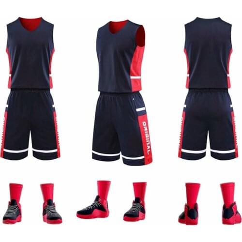 Reversible basketball jerseys suit men 2020 women basketball shirt shorts set breathable pocket basketball uniform clothes print