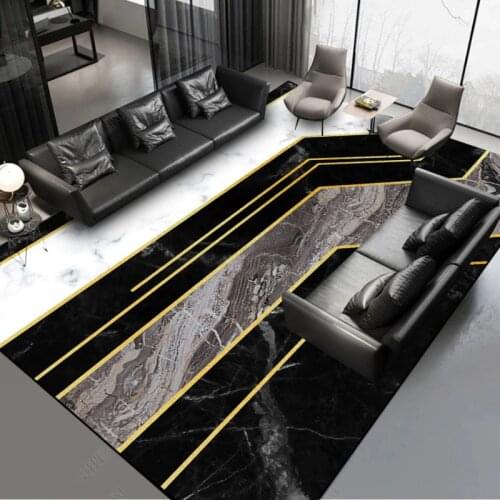 Black white gray gold Marble pattern carpet custom made 2.0m width floor mat plush printing rug for living room bedroom mat