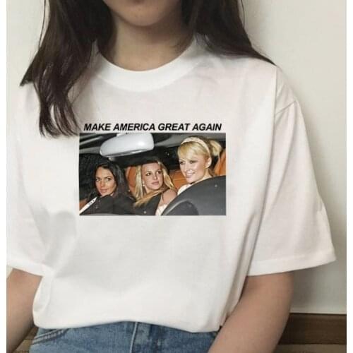 Kuakuayu HJN Britney Make America Great Again T-Shirt Womens Tumblr Fashion Cute Funny Meme Shirt Hipsters Street Style Top