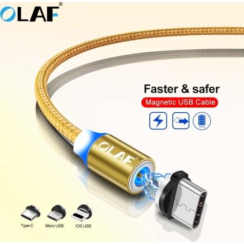 Olaf Magnetic Charger Cable Micro USB Type C Lighting Cable 2A Fast Charging Adapter USB C/Type-C Wire For iPhone Samsung Cable