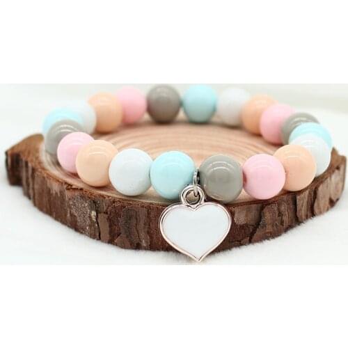Fashion Glass Beads Bracelet For Women Girls Love Heart Charm Bracelets & Bangles Man Men Crystal Beaded Jewelry Gifts