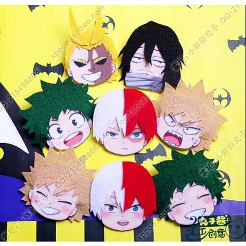 My Hero Academia Midoriya Izuku All Might Todoroki Shouto Figure Badges Nonwoven Fabric Button Brooch Pin Gifts Kids Toy