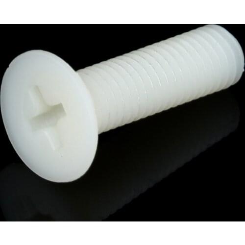 Nylon White Flat Head Machine Screw Countersunk Plastic Phillips Cross Recessed Head Metric Bolts M6 M8
