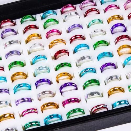 Batch 100 new exquisite ring simple color men and women couple small jewelry fashion wild men and women ring