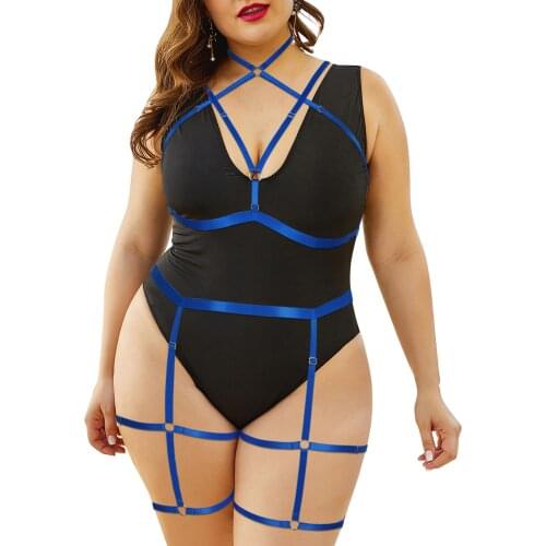Sexy Busty Woman Body Harness Neck Bondage Collar Crop Tops Plus Size Lingerie Goth Garter Belr Bdsm 2 Pcs Set Sex Accessories