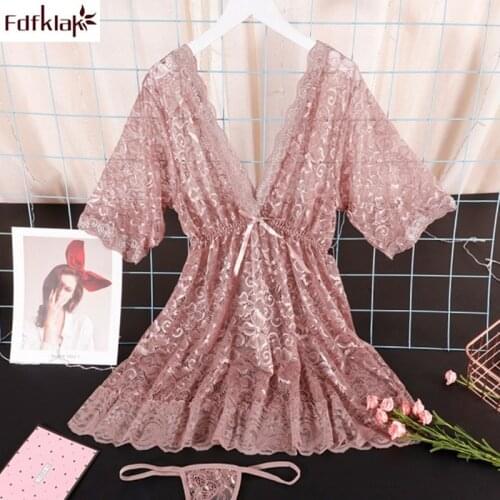 Sexy Sleepwear Female Summer Thin Night Dress Short V-neck Sexy Home Wear Clothes with Panty Nighty Sleepshirts Women Nightgowns