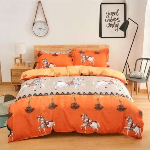 Yellow White Cartoon Horse Comforter Bedding Set Fashion King Queen Twin Size Bed Linen Duvet Cover Sets Kids Child Adult Gifts