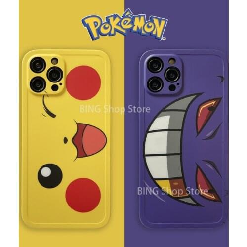 Pokemon Pikachu Anti-drop Phone Case Gengar Anime Silicone Cover for Iphone 7 8Plus Xr 11 12 Promax All-inclusive Wear-resistant