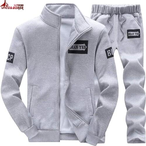 Autumn Tracksuit Men 2020 Sportswear 6XL 7XL 8XL Mens Set Two Pieces sports Sweatshirt Jacket+Sweatpants Moleton Masculino Sets