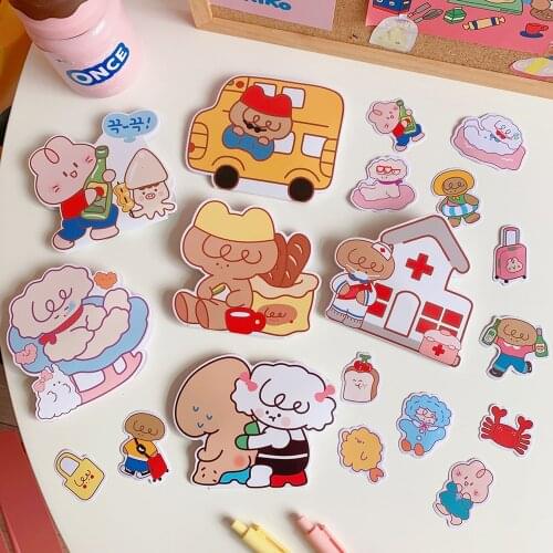 40pcs/pack Cute Sticky Stickers Kawaii Student DIY Scrapbooking Diary Journal Phone Case Deco Stickers School Stationery