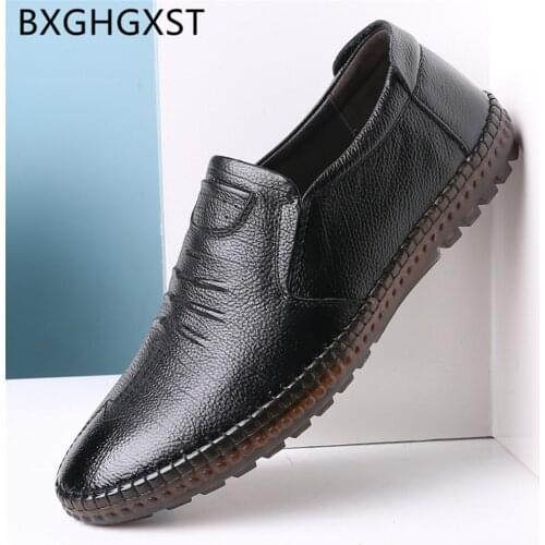 Loafers Mens Shoes Genuine Leather Formal Dresses Italian Casual Shoes Men 2020 Slip on Luxury Shoes+male Men Brand Zapatillas