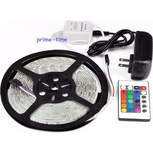 5M 3528 SMD RGB LED Strip Light 300LEDs IP65 Waterproof +24key IR Remote Controller+12V 2A Power Adaptor EU/US/AU Plug