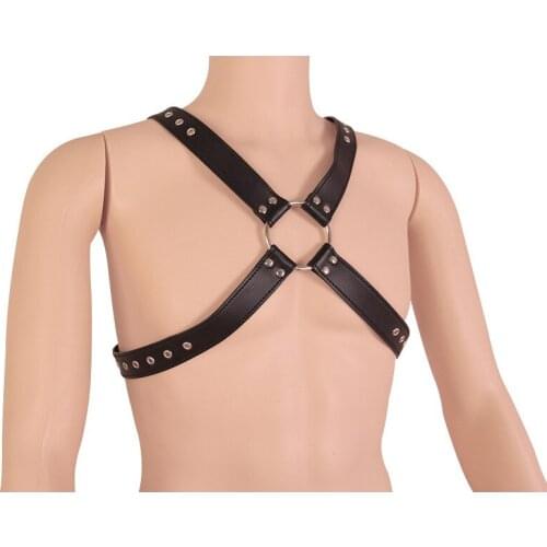 Adult Men Faux Leather Belt Body Harness Top Fetish Wear Warrior Macho Man Role Play Fetish Sex Products