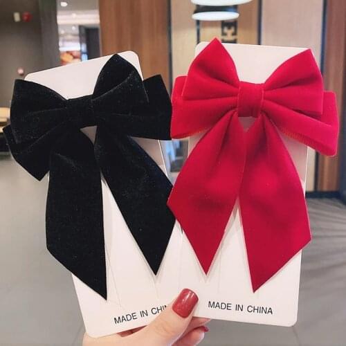 Haimeikang Bow Hair Clip Black Velvet Hair Bows Hairpins Women Elegant Barrette Girls Bowknot Hair Accessories