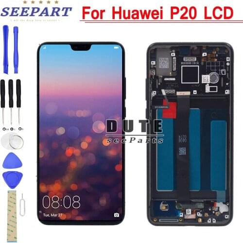 For Huawei P20 LCD Screen Touch Screen Digitizer Assembly EML L29 L22 L09 AL00 For Huawei P20 LCD With Frame Replacement Parts