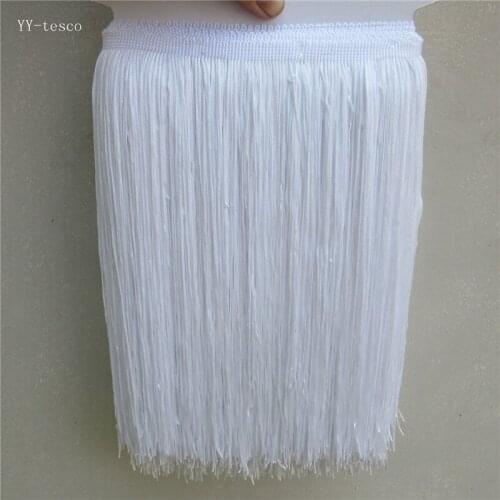 10 Meters White Polyester Lace Tassel Fringe Lace Trim Ribbon Sew Latin Dress Stage Garment Curtain Accessories 30cm Width