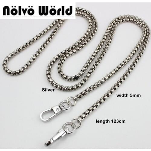 10pcs 4 colors 5mm width 123cm roller chain for replacement purse crossbody bag accessory bag hardware,alloy chain,10 pieces