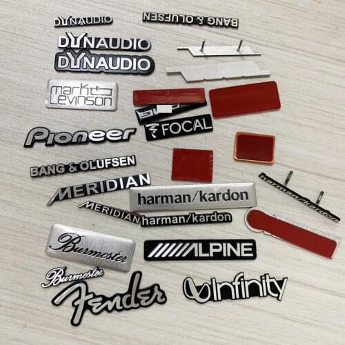 2pcs for Dynaudio !JBL FOCAL harman/kardon MERIDIAN Fender Hi-Fi Speaker audio Badge stereo Emblem Aluminum sticker stying