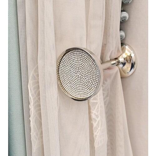 2Pcs/Pair Zinc Alloy Diamond Sequins Curtain Hooks Wall Tie Back Tassel Brush Holder Buckle Coat Hat Hook Curtain Accessories