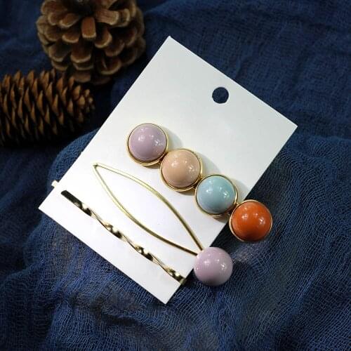 3pcs/set Fashion Women Bead Hair Clips Charm Hairclip Metal Ponytail Holder Hairpins Barrettes Hairgrip Girls Hair Accessories