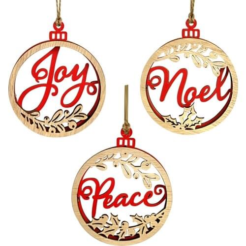 3PCS 9CM DIY Christmas Wooden Ornaments Unfinished Wood Circles Natural Round Art Crafts for Christmas Tree Ornaments Holiday