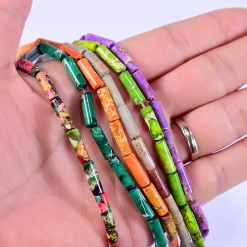 30Pcs 4mm Cylindrical Natural Stones Beads For Jewelry Making Needlework Components DIY Handicraft Accessories Bracelet Necklace