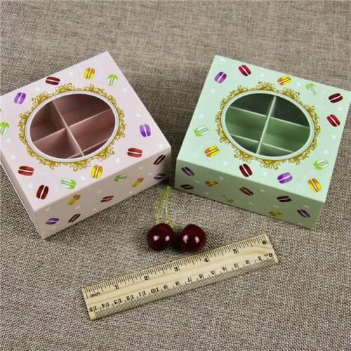 400pcs/lot Cookie Package the Happy Everyday Spot 6 Cups Macaron Box Cake box Chocolate Muffin Biscuits Box 12*11*5.2cm