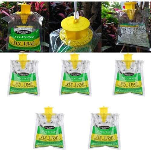 5 Pcs Disposable Fly Trap Non Toxic Outdoor Insect Killer Catcher Bag Pest Control NW