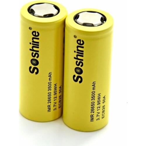 Soshine IMR 26650 ECB26 3.7V 3500mAh Battery 26650 Rechargeable Li-ion Batteries Cell with Battery Holder Case