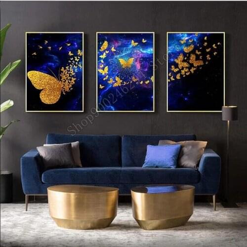 Dancing Golden Butterfly Diy Diamond Painting Abstract Art 5D Full Square Round Drill Cross Stitch Embroidery Home Decor GG3854