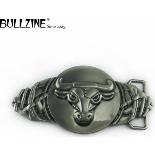 Bullzine zinc alloy retro Bull head belt buckle pewter finish FP-03443 cowboy jeans gift luxurious belt buckle drop shipping