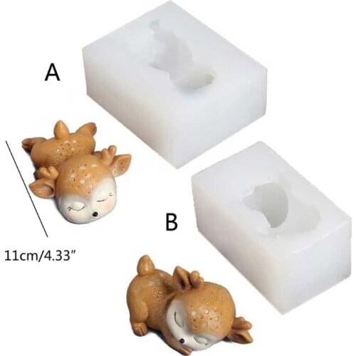 DIY 3D Deer Silicone Mold Cartoon Elk Mold Epoxy Resin CastIng Molds Craft Tool R7RF