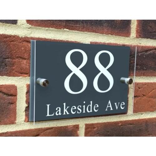 DIY House Number CONTEMPORARY GREY DECORATIVE HOUSE NUMBER SIGN PLAQUE / DOOR SIGN / HOUSE NAME