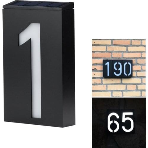 House Number Solar Powered Doorplate Address Sign Plate House Number Outdoor Porch Lights With Solar Rechargeable Battery