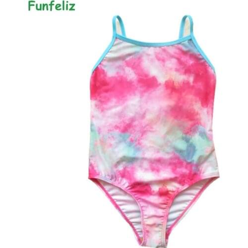 Funfeliz 4-15 Years Girls Swimming Suit Kids Swimsuit One Piece Swimwear for Girl Quality Bathing Suits Teeange Girl Bikini