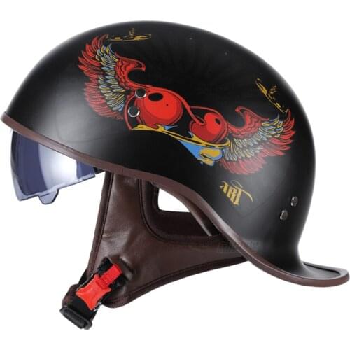 Unisex Red Retro Motorcycle Vintage Helmet Open Face Moto Scooter Casco Motocross Biker Motorbike Racing Riding Helmet With Men