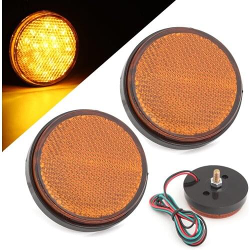2Pcs Round Tail Lights Rear Bumper Reflector LED Brake Stop Lamp For Motorcycle Car Pickup Truck Trailer RV SUV Universal