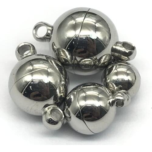 316l Stainless Steel Round Ball Magnetic Clasp DIY Bracelet Necklace Buckle Jewelry Making Wholesale
