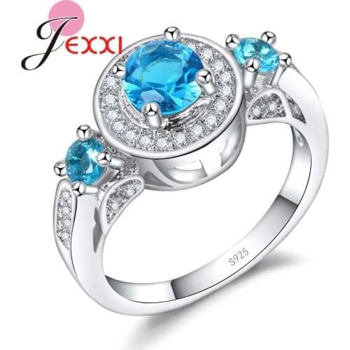 Hot Fashion Wedding Bridal Jewelry Elegant Round Crystal Ring Paved AAA+ Zircon --Bijoux Christmas Gift