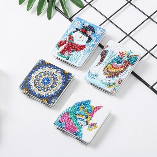 Cartoon Cat Mini Makeup Mirror DIY Special Shaped Diamond Painting Ultra-thin Makeup Mirror Double-sided drill Handmade Gifts