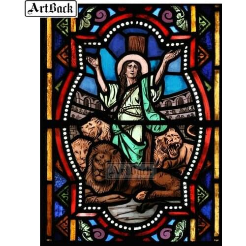 New Arrival Diamond Painting Woman Tiger Stained Glass Icon 3d Diamond Embroidery Rhinestone Mosaic Decoration ARD252