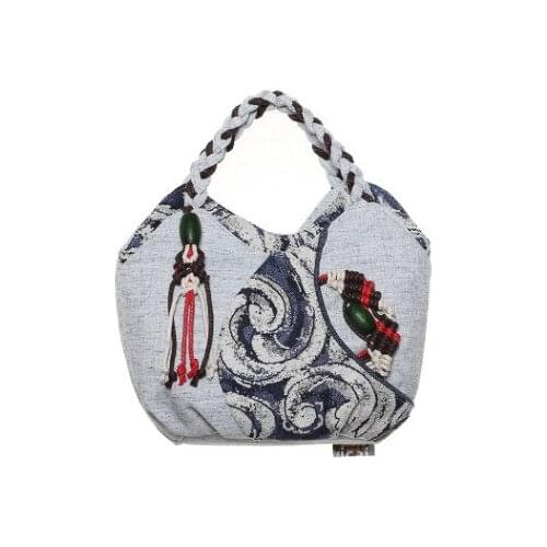 New Fashion Appliques Women Handbags!Hot All-match National Appliques Top-Handle bags Top Floral Appliques Canvas Saddle Totes