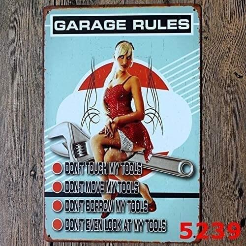 AIDANDAN Bar Rules Tin Sign Nobrand Personalized Ation Garage Rules Old Design Tin Signs Vintage Metal Tin Signs 20 X 30 cm