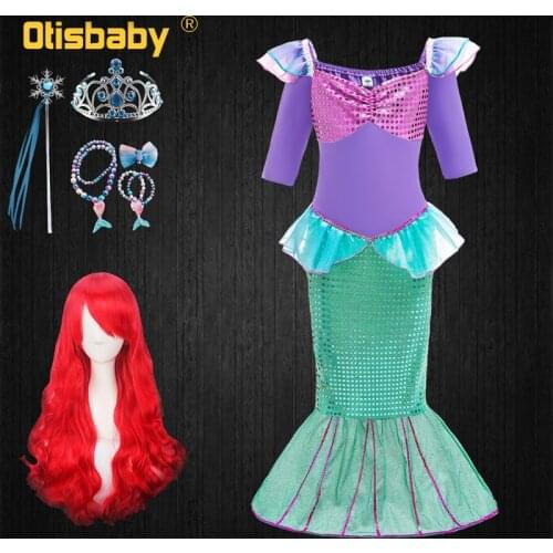 Girls Ariel Dress New Year Christmas Little Mermaid Costume Child Kids Holidays Dresses for Girls Birthday Party Dress Infant